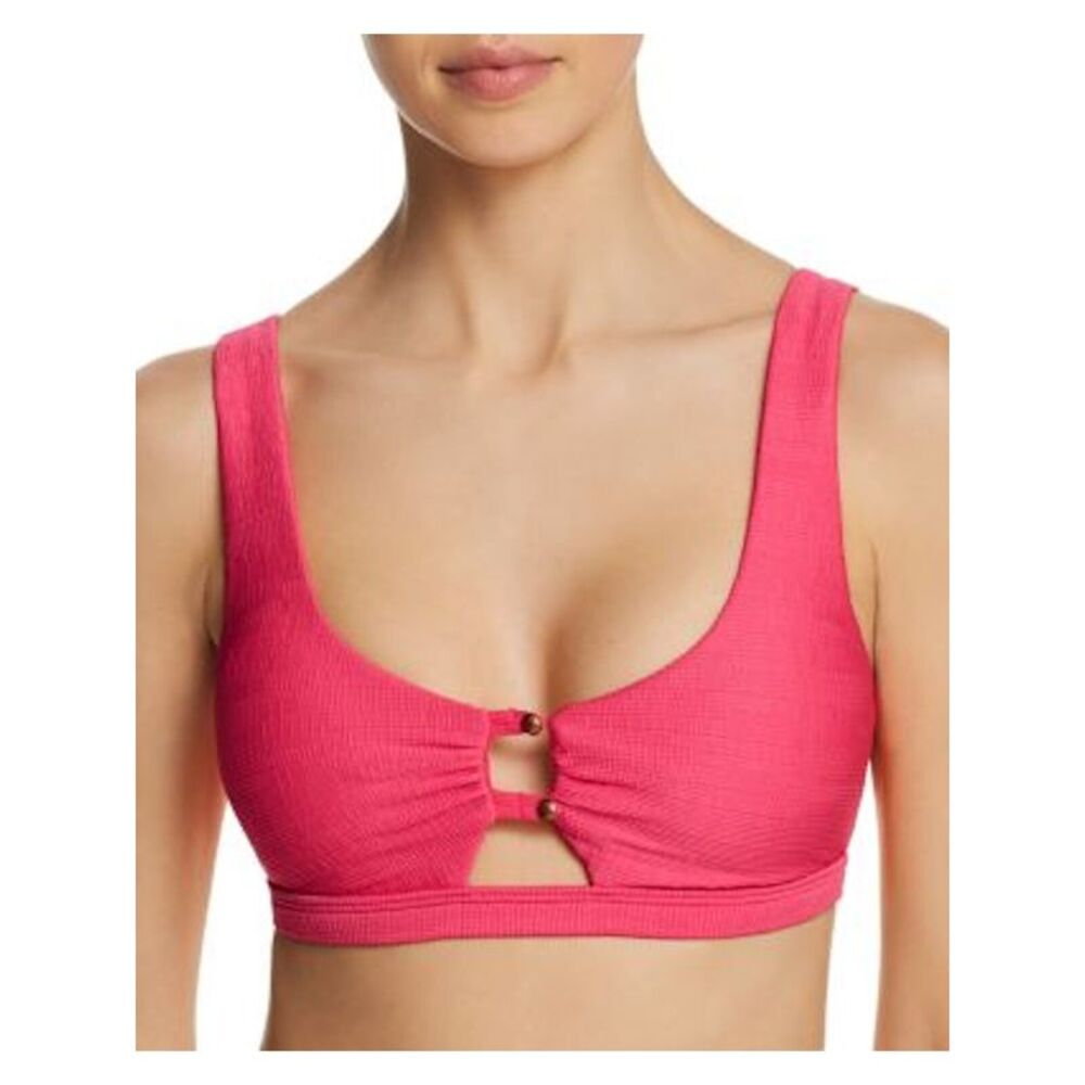 NWT NANETTE LEPORE Women's Coral Rafia Cut Out Bralette Bikini Top 12